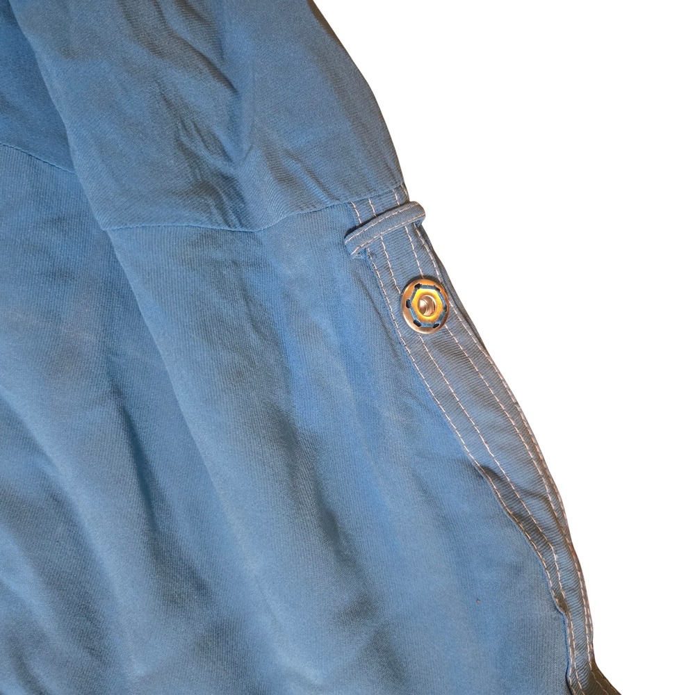 SoCa St. John Womens Blue Utility Jacket Funnel Neck Drawstring Hem Large - Picture 5 of 13
